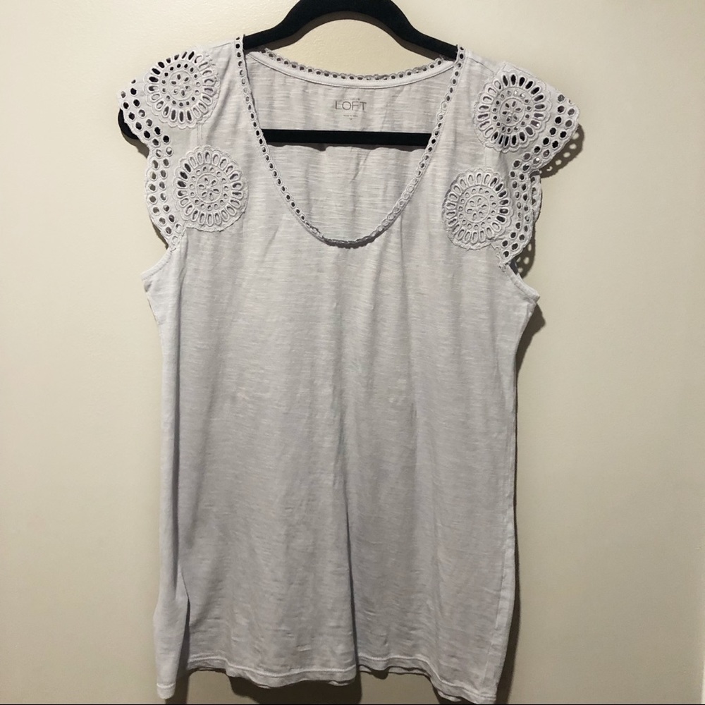 LOFT | Eyelet Cap Sleeve Top NWT